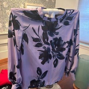 Worthington Lavender and Black Floral Blouse